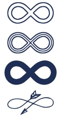 Tattwo.me - Temporäre Tattoos für Erwachsene und Kinder, 2 Wochen, wasserfest - 4 unendlich viele Symbole zum Ausschneiden - Pflanzliche Tinte - EU-Kosmetik-Zertifikat - (5X5 - P0998)