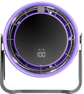 Sghtil Ventilador de escritorio pequeño, ventilador de mesa - Circulador de aire tranquilo recargable,100 velocidades Flujo de aire de potente potente, exhibición LED de ventiladores de mesa de