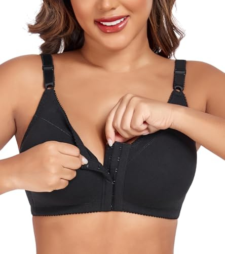DotVol Women's Cotton Front Closure Unpadded Wireless Bra | Full Coverage, Large Breasts, Plus Size, All-day Comfort, Breathable Material, Everyday Bra