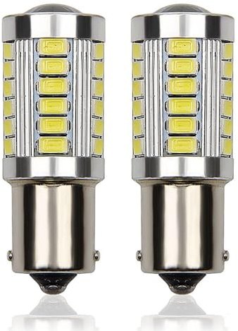 P21w 1156 Ba15s LED Bulb 6000K White 6W Super Bright 24-SMD 3030 12V-24V LED Light Bulbs for RV Interior Lights Auto Backup Reverse Light, Tail Turn Signal Light, Stop DRL Lights, Rear Fog Lamp(2PCS)