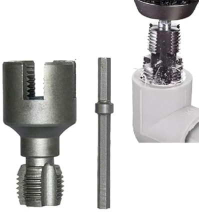 Rohrgewindeschneidwerkzeug,PVC Rohrgewindeschneider,Rohrgewindeschneid Set für Elektrische Bohrmaschinen,1/2, 3/4 PVC Thread Maker Tool Set,Innen und Außen Kunststoffrohr-Gewindeschneider (1/2)