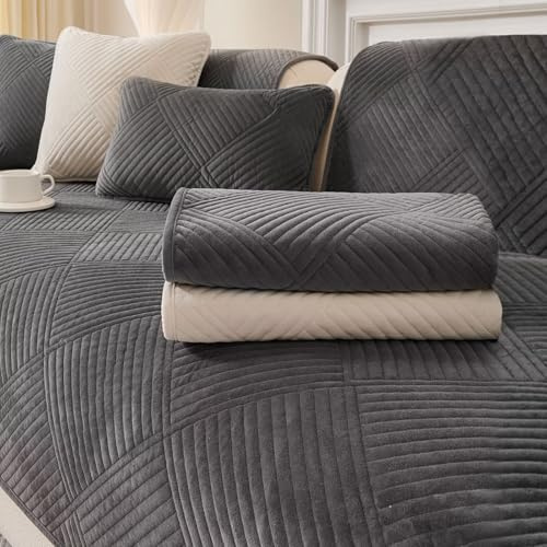 QHAIYYBF Sofabezug rutschfeste Couch überzug Sofadecke,Sofaschutz 1/2/3/4 Sitzer L Sofakissen Neue Universelle rutschfeste Sofa Überwurf,Solide Strukturierte Ultra Stretch Sofa Überzug für Wohnzimmer