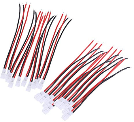 Milisten 20pcs PH2.0 Ultra Silicone Battery Connector Wires for RC Boat Car and Aircraft High Temperature Resistant Male and Female Connectors Flexible and Sturdy