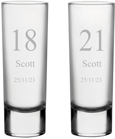 1stclassgifts [Custom] Personalised Engraved 18th/21st Birthday Age Tall Shot Glass 2oz Birthday Party Parties His Hers Stag Hen Do (21)