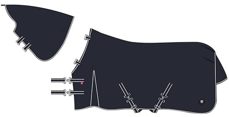 Imperial Riding Outdoordecke Basic 400g, abnehmbares Halsteil, Winterdecke, wetterfestes Material, Gehfalte, 600D Polyester, Kreuzbegurtung, Schweif - & Beinschnüre, Navy, 135