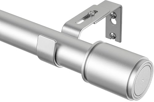 PeSenp Asta per tende, argento, 76-325 cm, diametro 25 mm, estensibile con supporto, extra lunga, per camera da letto, soggiorno, robusto metallo opaco