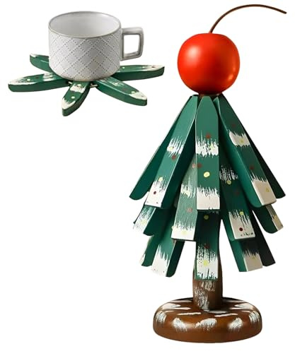 Set di sottobicchieri in legno a forma di albero - Sottobicchieri naturali per le vacanze | Sottobicchiere in legno a forma di albero Presina Decorazione natalizia, per la decorazione della tavola