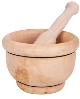 Cofan Mortier en bois avec pilon Ø14 cm. En bois de bouleau naturel, idéal pour les sauces, l'ail, les épices et les fruits secs. Pour la cuisine traditionnelle et moderne