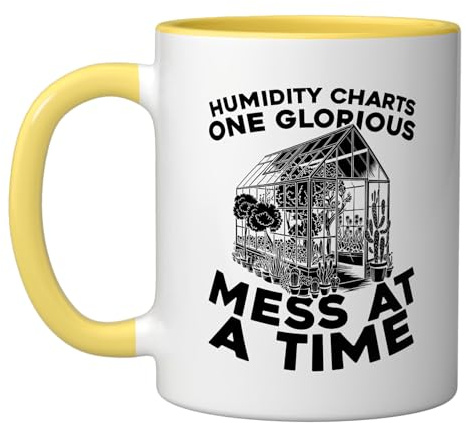 Temperature Horticulture - Cultivation Greenhouse Manager Ceramic Mug, Yellow/White