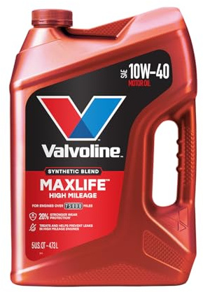 Valvoline High Mileage with MaxLife Technology SAE 10W-40 Synthetic Blend Motor Oil 5 QT