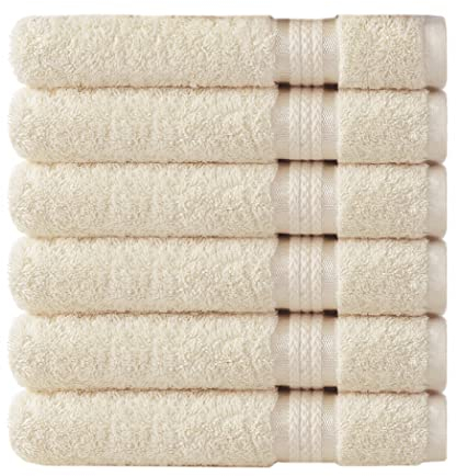 COTTON CRAFT Ultra Soft Hand Towels - 6 Pack 100% Ringspun Cotton Towel Set