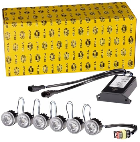 HELLA 2PT 010 458-721 LED-Tagfahrleuchtensatz - LEDayFlex - 24/12V - rund - Einbau - Lichtscheibenfarbe: glasklar - Kabel: 120mm - Fahrzeugfront - Satz