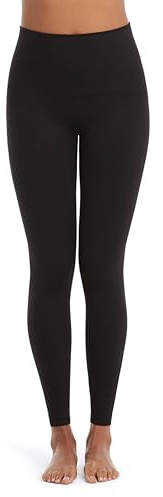 Spanx Seamless Leggings - Comfortable Athletic Wear - Core & Tummy Control for Shaping - Natural Waist Fit - Black - Large