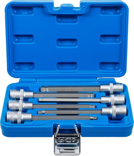 BGS 4258 | Bit-Einsatz-Satz 6-tlg. | Innensechskant mit Kugelkopf 5-12 mm | Antrieb Innenvierkant 12,5 mm (1/2) | Länge 140 mm | Chrom-Vanadium-Stahl | mit Rändelung