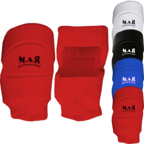 MAR | Red Elasticated MMA Knee Pads for Protection and Combat Sports, Mixed Martial Arts Knee Support for Men and Women, MMA Knee Support Brace, Taekwondo Protectors, MMA Knee Pads for Adults (M)