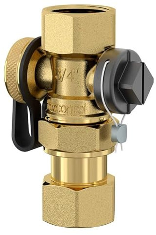 Flamco Flexcontrol 3/4, Schnellkupplung für Ausdehnungsgefäße,Kappenventile mit gesicherter Absperrung und Schlauchanschluss zur Gefäßentleerung, 0-10 bar, 28920