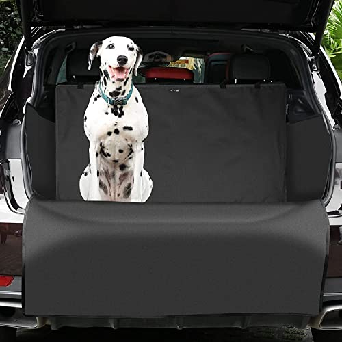 KYG Telo Auto per Cani Tessuto Oxford Impermeabile Antipolvere Tappetini per Bagagliaio Protezione Universale Posteriore Bagagliaio Fodera per Animali con Protezione Laterale Nero