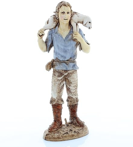 Moranduzzo Guter Hirte für Krippe 12 cm Maßstab 1:15 - Unzerstörbare Krippenfiguren - Stil 700', Handbemalt, Offizielles Produkt, Hergestellt in Italien, Bildhauer M. Landi