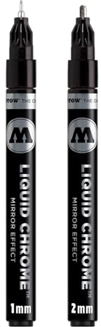 Molotow liquid chrome marker (with special ink for real mirror effect). 2 Piece 1 und 2 mm