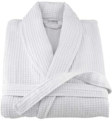 AT vit 100 % turkisk bomull våffla morgonrock badrock unisex storlek XL