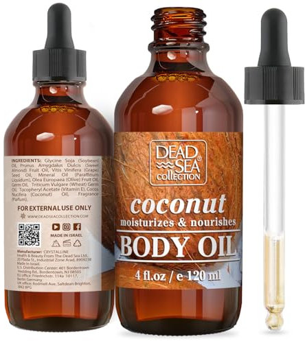Dead Sea Collection Huile Corporelle à la Noix de Coco - Huile Nourrissante Avec Vitamines E, A, D - Huile Visage pour Femmes et Hommes - Hydratant Pour Peau Sèche (120 ml)