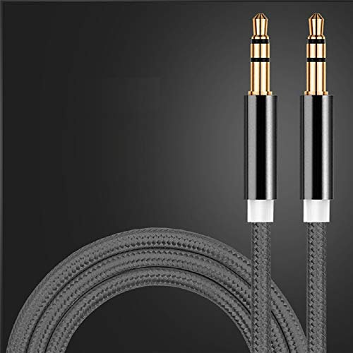 REALMAX【1m】Aux Cable Universal Jack To Jack Nylon Braided Audio Auxiliary Headphone Wire Lead 3.5mm To Home Stereo Male to Male (Black)
