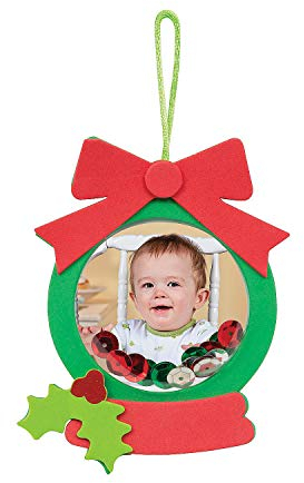 Fun Express Schneekugel Fotoschmuck Bastelset – 12 Stück, Multicolor, Unisex, Alter: Erwachsener, Kind, Teenager, 1 x 3.75 x 4.75 Zoll, Nicht zusammenklappbar
