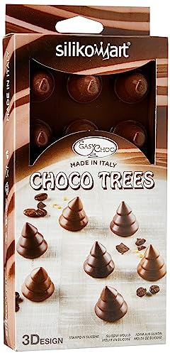 silikomart | SCG054 Molde de silicona para Chocolates CHOCO TREES, Antiadherente, 15 Chocolates, Pack de 1 Molde para Dulces, Easy Choc, Ø 28 mm, h 30 mm, Volumen 128 ml, Made in Italy