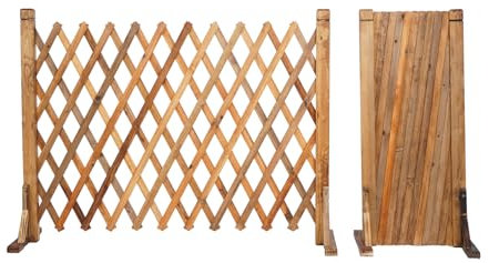 tonchean 2Pack Expanding Trellis Fence Panels Garden Wood Extendable Fence Length 34-160cm Freestanding Foldable Wooden Screen Panel for Indoor Outdoor Garden Yard Pet 80cm Height