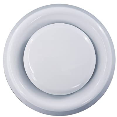 VENTS UK 100 mm / 4'' White PVC Round Ceiling Ventilation Cover/Plastic Air Vent Diffuser with Fixing Ring for Bathroom Kitchen Hydroponics in-Line Extract Fan Air Conditioning HVAC