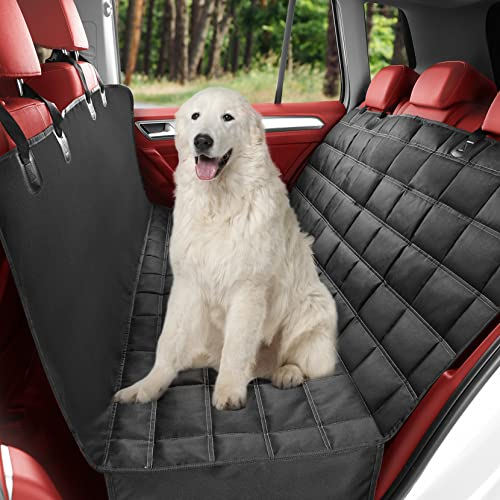 Anowlo Dog Car Seat Cover 4-in-1, 100% Waterproof Dog Car Hammock, Durable Scratchproof Nonslip Back Bench Cover for Dogs with Seat Anchor, Machine Washable, Universal fits Trucks SUV
