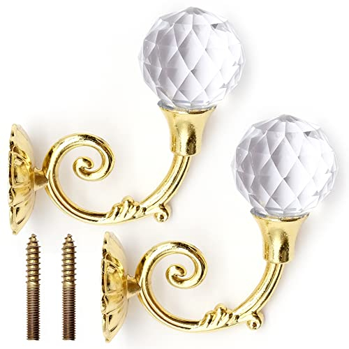 Cisolen 2 Pezzi Ganci Fermatende Decorativi in Metallo Ganci da Parete Ganci per Tende in Cristallo Ganci per Montaggio a Parete in Cristallo Creativo Ganci Fermatenda per Tende