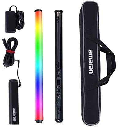 Aputure Amaran T2C RGBWW LED Tube Light,20W 2500K-7500K Adjustable RGB Light Wand Support APP and DMX Control 46 Color Gel Presets (60cm)