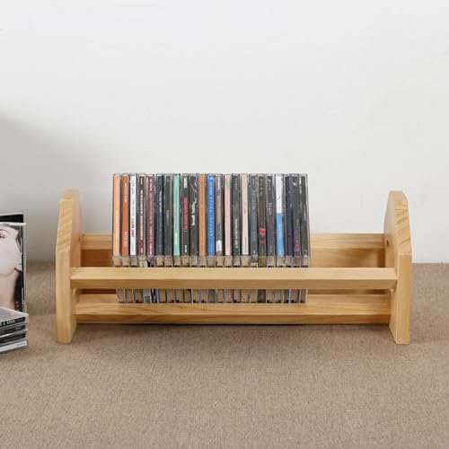 SOBS CD-Schallplatten-Aufbewahrungsregal, Massivholz, CD-DVD-Regal, Blu-ray-Disc-DVD-Sammelregal, Präsentationsregal for Spiele-Discs, 43 × 19,5 × 18 cm
