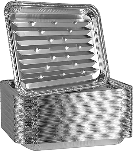 PLASTICPRO Confezione da 50 fodere per griglia in alluminio usa e getta topper per griglia in alluminio resistente a coste 9 x 13