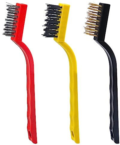 3 Pcs Mini Cepillo de Alambre,Mini Cepillos de Latón, Cepillo Metalico, Cepillos Pequeños de Alambre para Limpiar Escoria de Soldadura, Suciedad Grasa, Óxido y Polvo