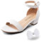 DREAM PAIRS Girls Sandals Low Heel Dress Pump Ankle Strap Interchangeable Bow Flower Wedding Party Shoes for Little Kid/Big Kid,Size 5 Big Kid,White,SDSD2320K