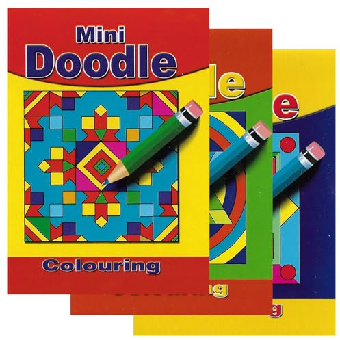 WF Graham 12 Stück Mini A6 Kritzelbücher | Kinder Malbücher für Kinder, Partytütenfüller mit geometrischen Illustrationen für Kinder zum Kritzeln und Ausmalen