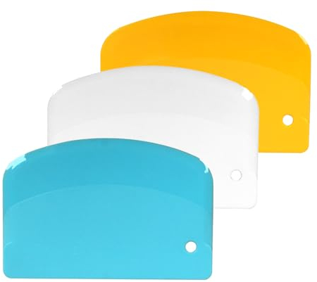 3 Pezzi Tarocco per Impasti Spatola Pizza, 13.5x9.2cm Tagliapasta in Plastica Raschietto da Banco Spatola per Pizza Dolci, Blu Giallo Bianco