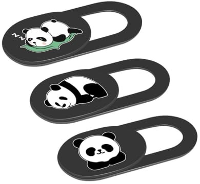 Lot de 3 caches ultra-fins pour webcam - Motif panda - Compatible avec ordinateur portable, PC, SMA