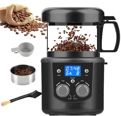 Coffee Roaster Machine for Home Use (LCD Display), Electric Small Hot Air Coffee Bean Roasting Machine with Timer(0-15mins), Heating & Cooling 2 in 1 (1-8 Levels), Automatic & Manual Modes