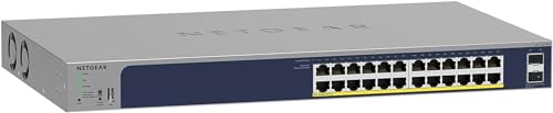 NETGEAR (GS724TPP V3) Smart Switch Ethernet PoE 24 Ports Gigabit- Web Manageable Via Le Cloud Insight, Switch RJ45 24 Ports PoE+ 380 W, 2 Ports SFP 1 Gig, Bureau/en Rack