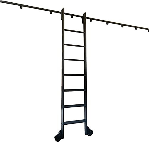 FZZIBQYR Hardware-Kit für Schiebeleiterschienen | Gleitschienen-Rollenschrank-Zubehör, Hardware-Kit für Schiebetür im Scheunenstil, Rollleiterschiene, Keine Leiter – 2 m, 3 m, 4 m, 6 m (Größe: 20 Fuß
