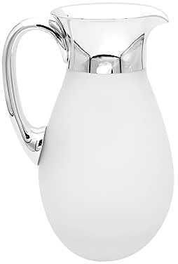 Brillibrum Design Glaskrug 1 Liter mit Echtsilber Krug aus Kristallglas Weinkrug Saftkrug Dekanter Wasser Karaffe mit Feinsilberrand (Matt, 1 Liter)