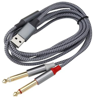 eMagTech Câble USB A vers 6,35 Mm Câble Audio USB A vers Double 6,35 Mm TS 1/4 Pouce Câble Répartiteur AUX Y pour Smartphone Tablette Ordinateur Portable Amplificateur Haut-Parleur