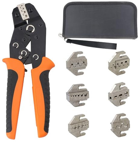 Set di pinze crimpature 6 matrici intercambiabili, strumenti termorestringenti, connettori terminali a cricchetto, pinza crimpatrice borsa trasporto
