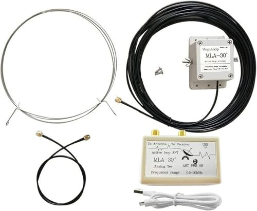 AURSINC MLA-30+ Portable Active Loop Antenna for HF Shortwave Radio Antenna 50KHz-30MHz with 10m Feeder, Built-in Low Noise Amplifier, for Rooftop, Balcony