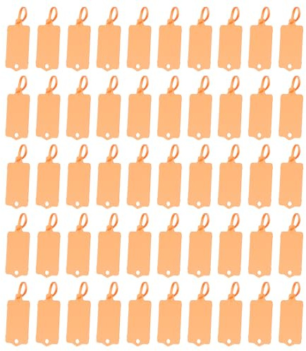 PATIKIL Étiquettes en Plastique Réutilisables, 50Pcs Étiquettes d'Expédition Étanches pour l'Étiquetage Marqueurs Inscriptibles Attaches Étiquettes de Stockage Orange