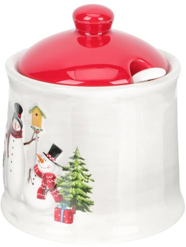 HEMOTON Contenitore Per Spezie Ceramica Forma Di Pupazzo Di Barattolo Natalizio Decorativo Per Cucina Per Zucchero e Aromi Design Compatto e Stile Nordic