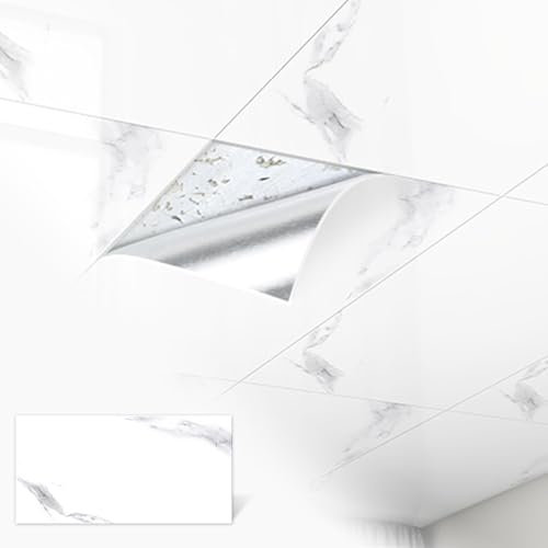 Deckenpaneele Deckenplatten Weiße Deckenfliesen, Wasserdichte Deckentapete Aus Kunststoff Für Aufkleben Und Abziehen Für Badezimmer Keller, Küche, Dekorative Decken- Und Wandverkleidung(C - 50 pack,30